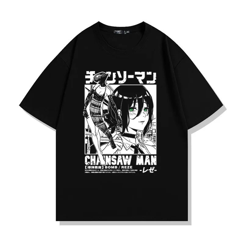 Chainsaw Man Reze T-Shirt – Bomb Devil Graphic Tee in Heather Gray (2025 Edition)