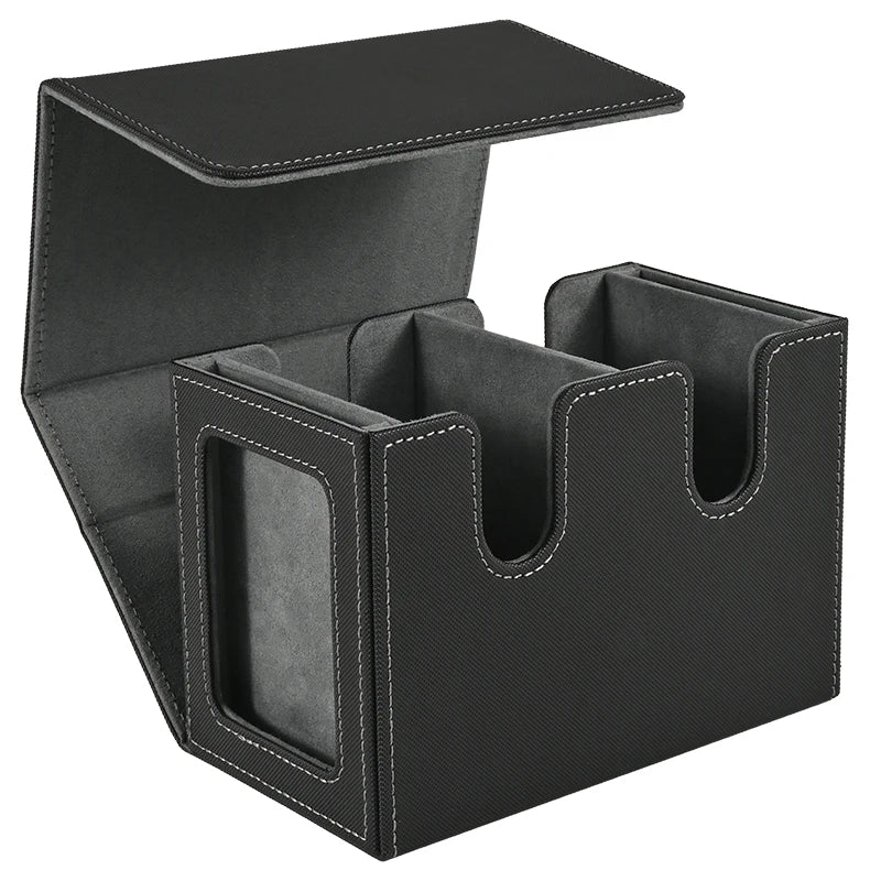 Dual-Commander MTG Magnetic Deck Box – 140+ Card Capacity w/ Twin Display Windows & Removable Trays
