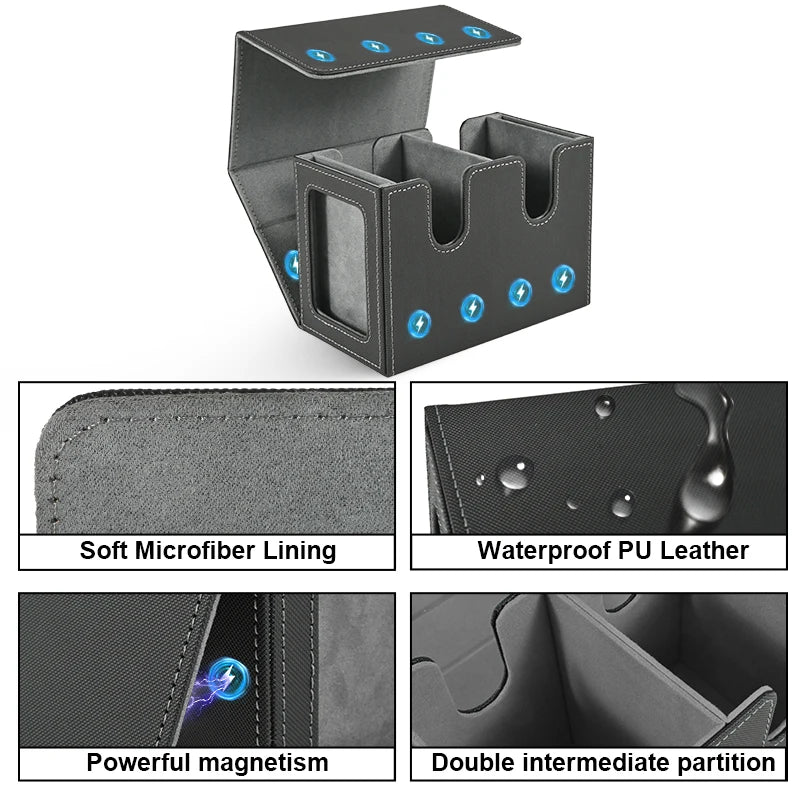 Dual-Commander MTG Magnetic Deck Box – 140+ Card Capacity w/ Twin Display Windows & Removable Trays