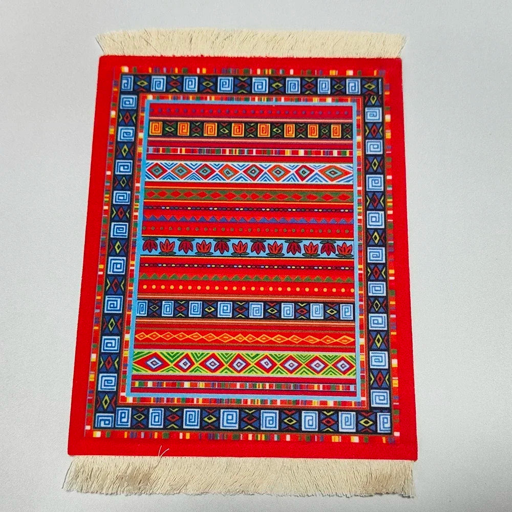 Woven Flower Persian Carpet Small Coaster Non-Slip Mouse Pad Desk Mat