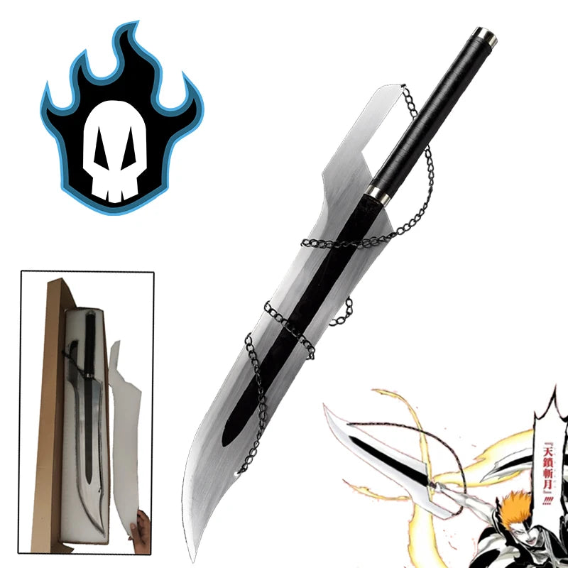 Ichigo Zangetsu Replica Sword – 31.5in Hollow Blade Bleach Cosplay Decoration