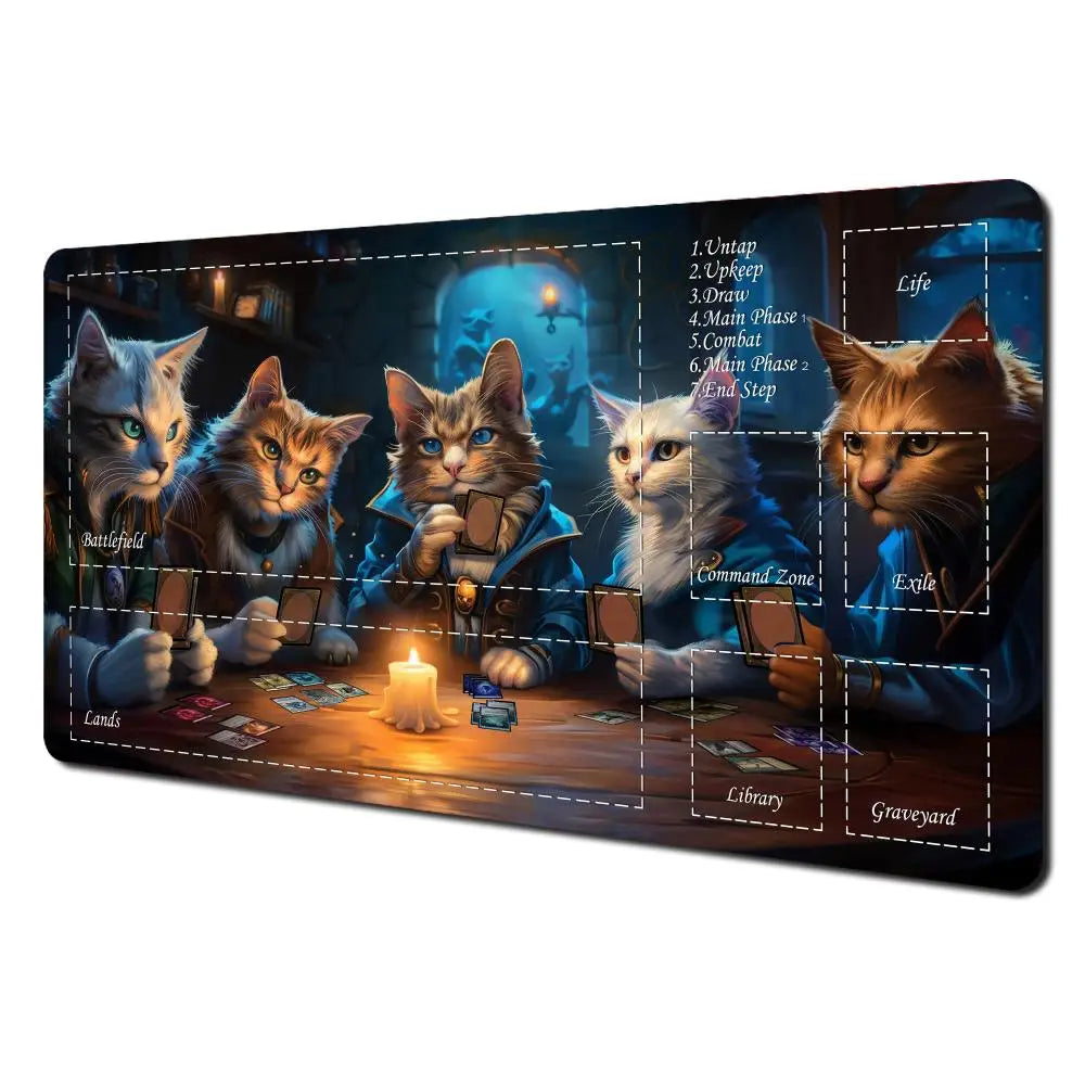 Magic Playmat Funny Cat Design Gaming Mat Anti-Slip Mousepad