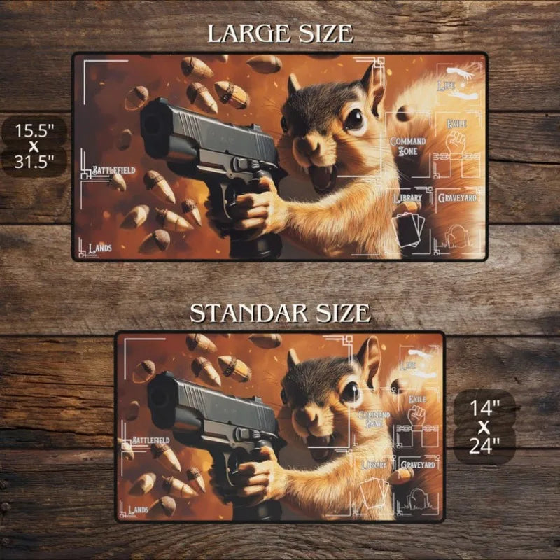 Squirrel Gun Playmat for MTG Fans Funny Anime Desk Mat Magic Card Games