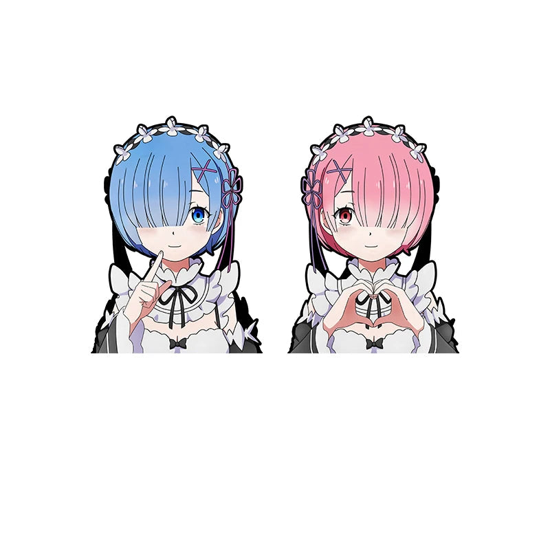 Rem & Ram 3D Motion Sticker – Re:Zero Anime Waterproof Decal