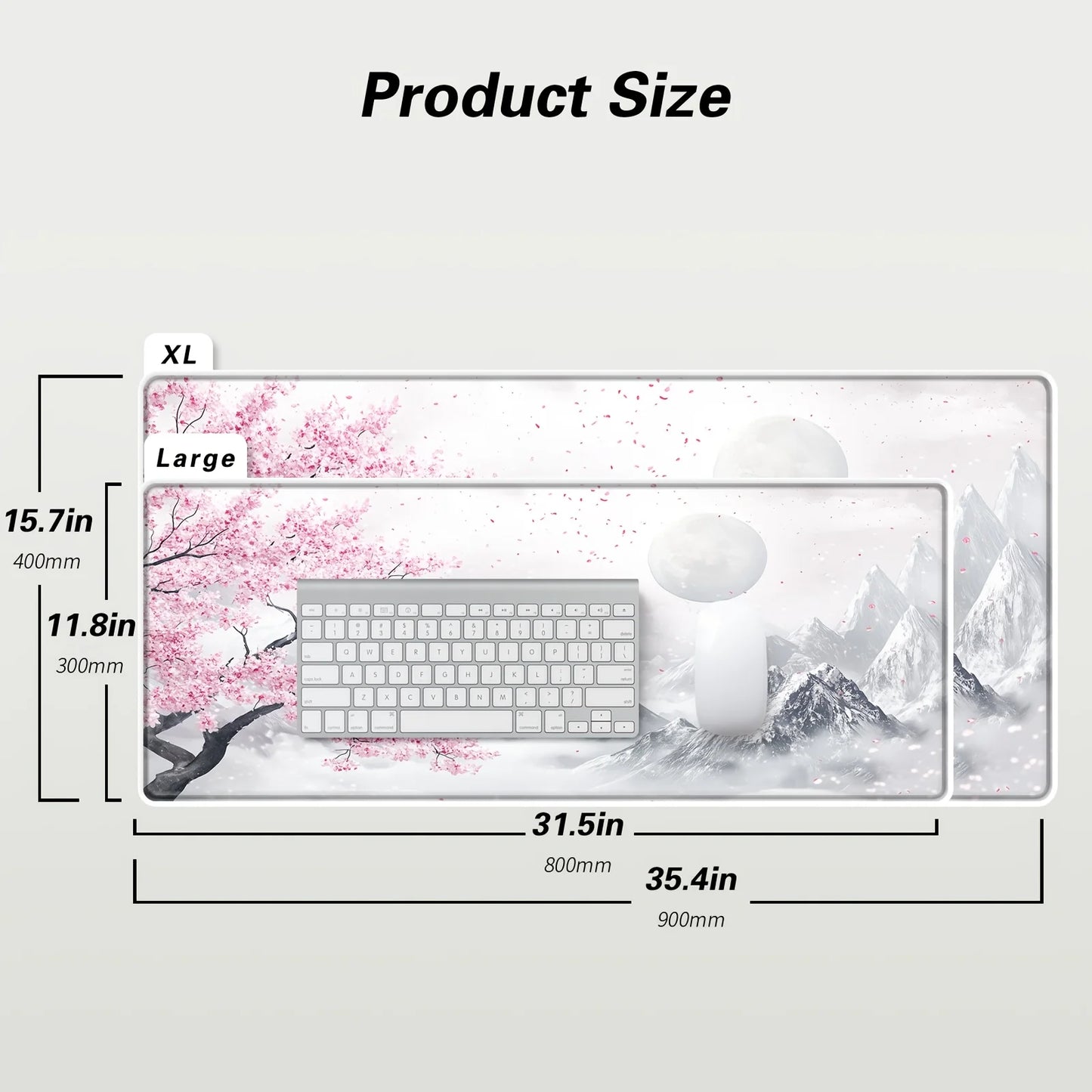 Sakura Snow Mountain Theme Mouse Pad Anti-Slip Gaming Office Use