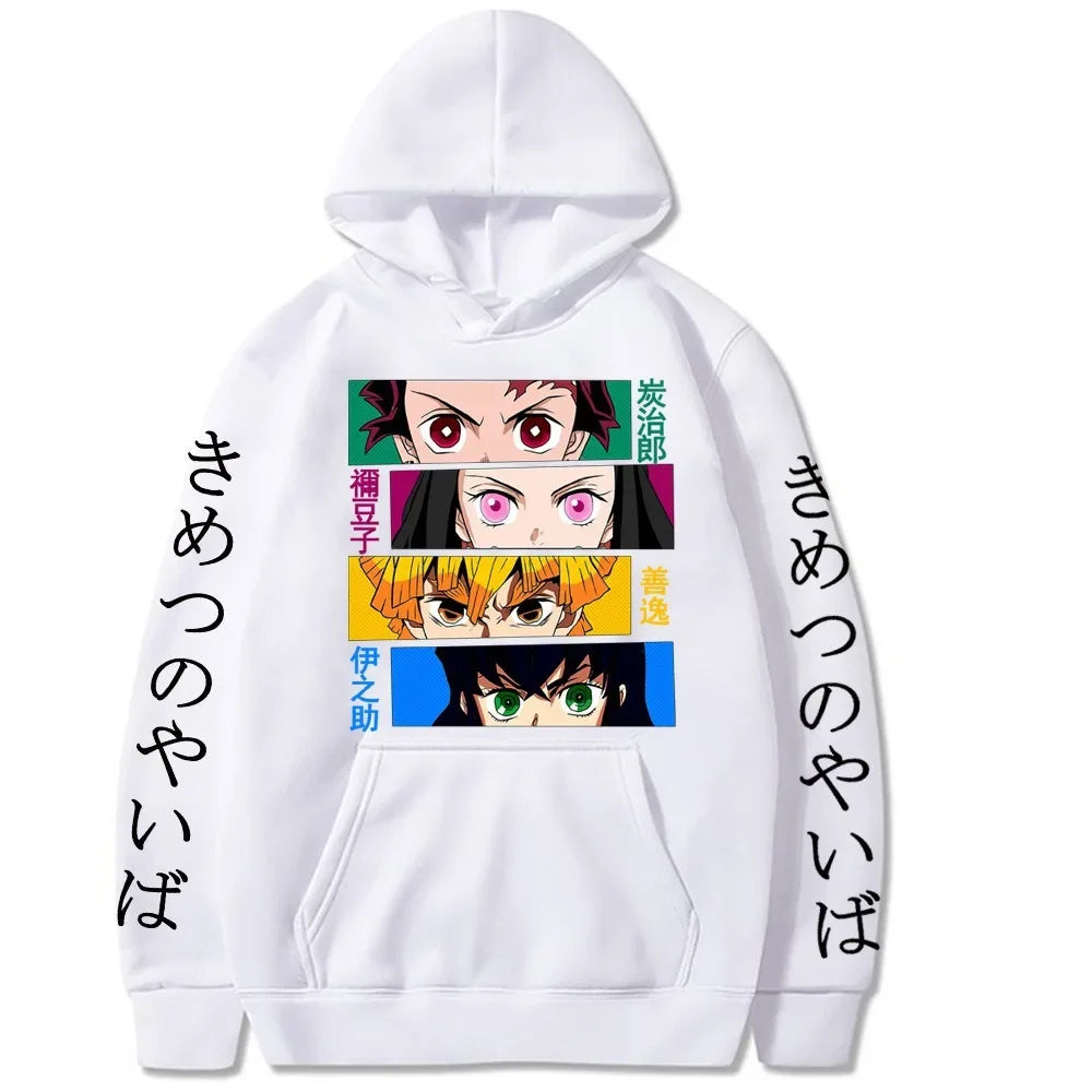 Demon Slayer Eye Panel Hoodie – White Core Four (Unisex)