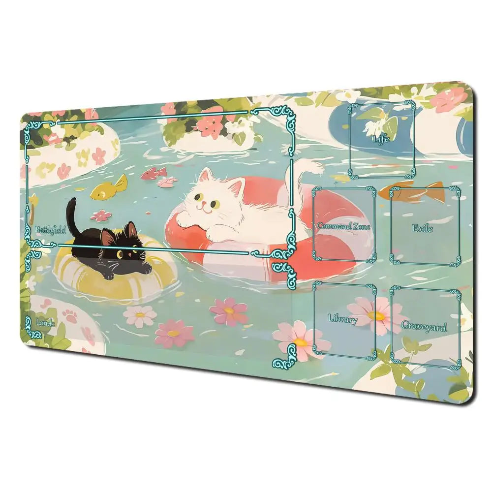 Cute Cat Kawaii Magic Playmat Gaming Mat for Card Battle 60x35cm