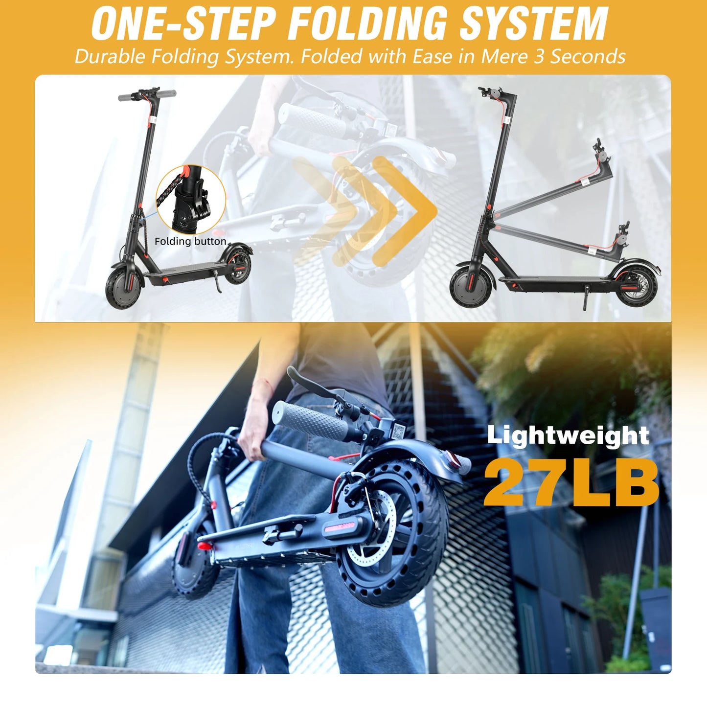 FREEBOY J03 Black 350W Electric Scooter with Phone Holder, 36V 10.4Ah Battery, Foldable Commuter E-Scooter