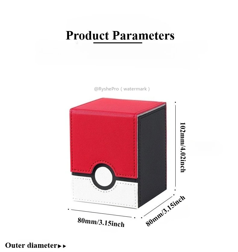 Pokémon-Inspired Leather Card Deck Box – Holds 100+ Sleeved Cards