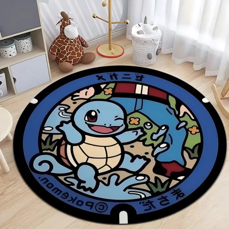 Pokemon Round Rug – Non-Slip Flannel Carpet for Bedroom, Living Room, or Entryway (16", 32", or 48")