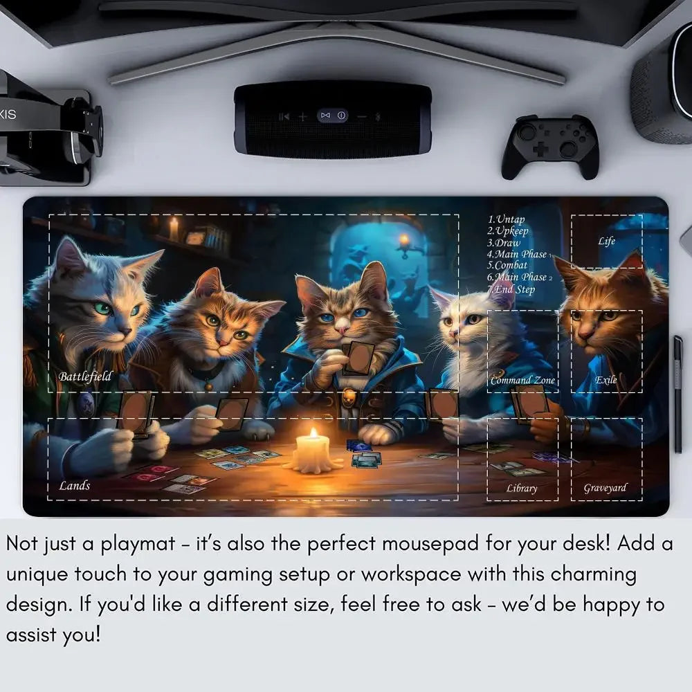 Magic Playmat Funny Cat Design Gaming Mat Anti-Slip Mousepad