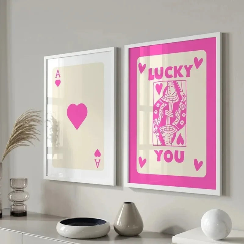 Trendy Retro Colorful Ace Card Lucky You Canvas Wall Art Print