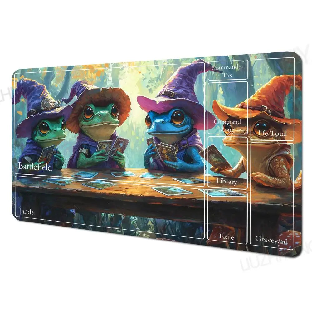 Frog Wizard Mouse Pad Magic Zones Game Mat for MTG TCG Card Battle