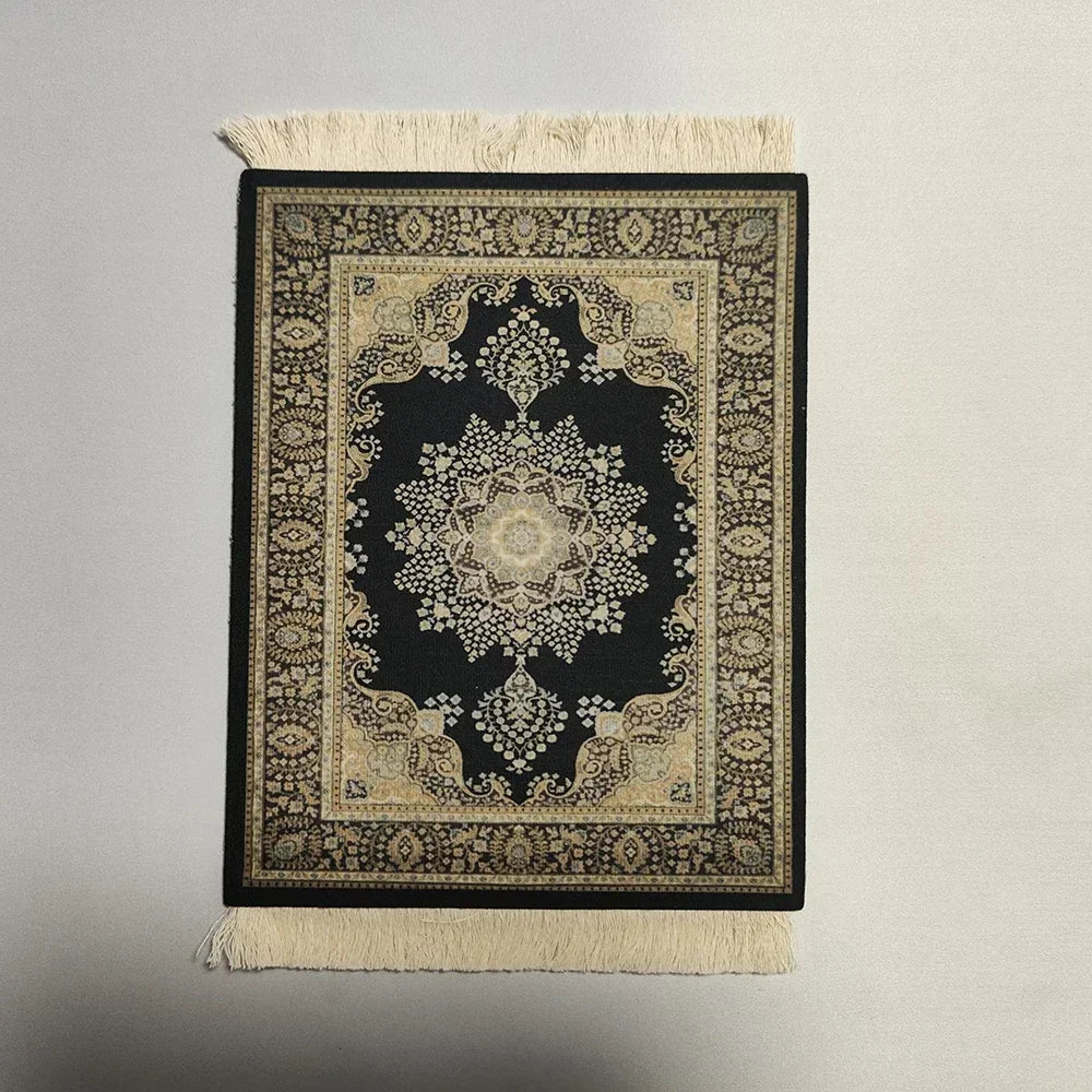 Woven Flower Persian Carpet Small Coaster Non-Slip Mouse Pad Desk Mat