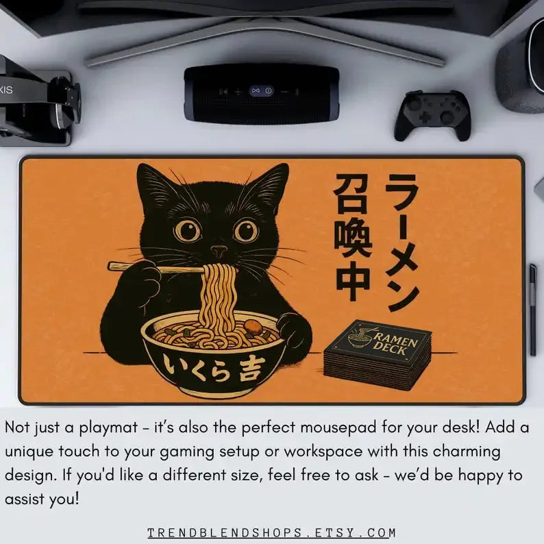 Cat Eating Ramen Noodles Gaming Mouse Pad 60x35cm TCG Accessories