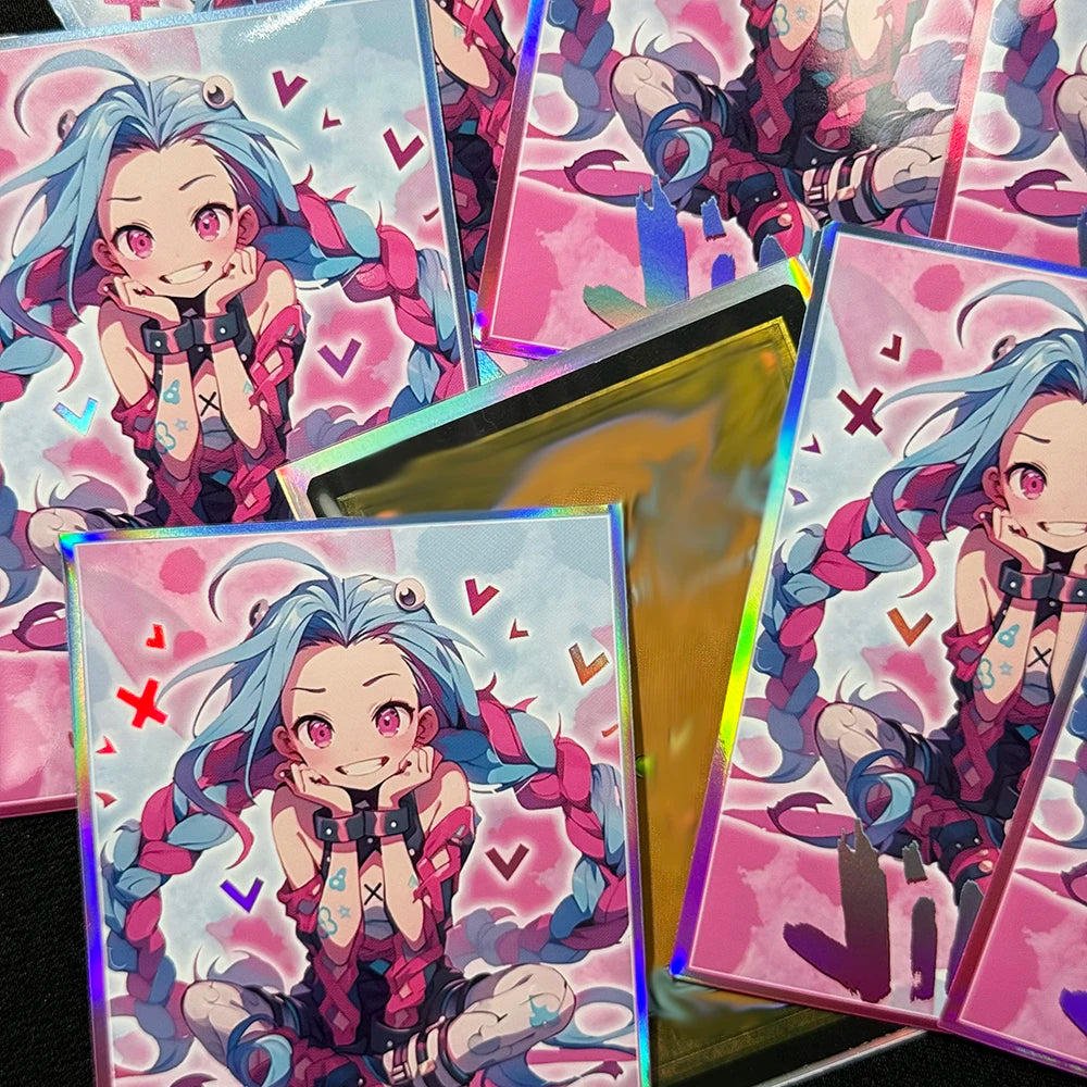 60PCS Jinx Holographic Card Sleeves Trading Card Protectors TCG Anime
