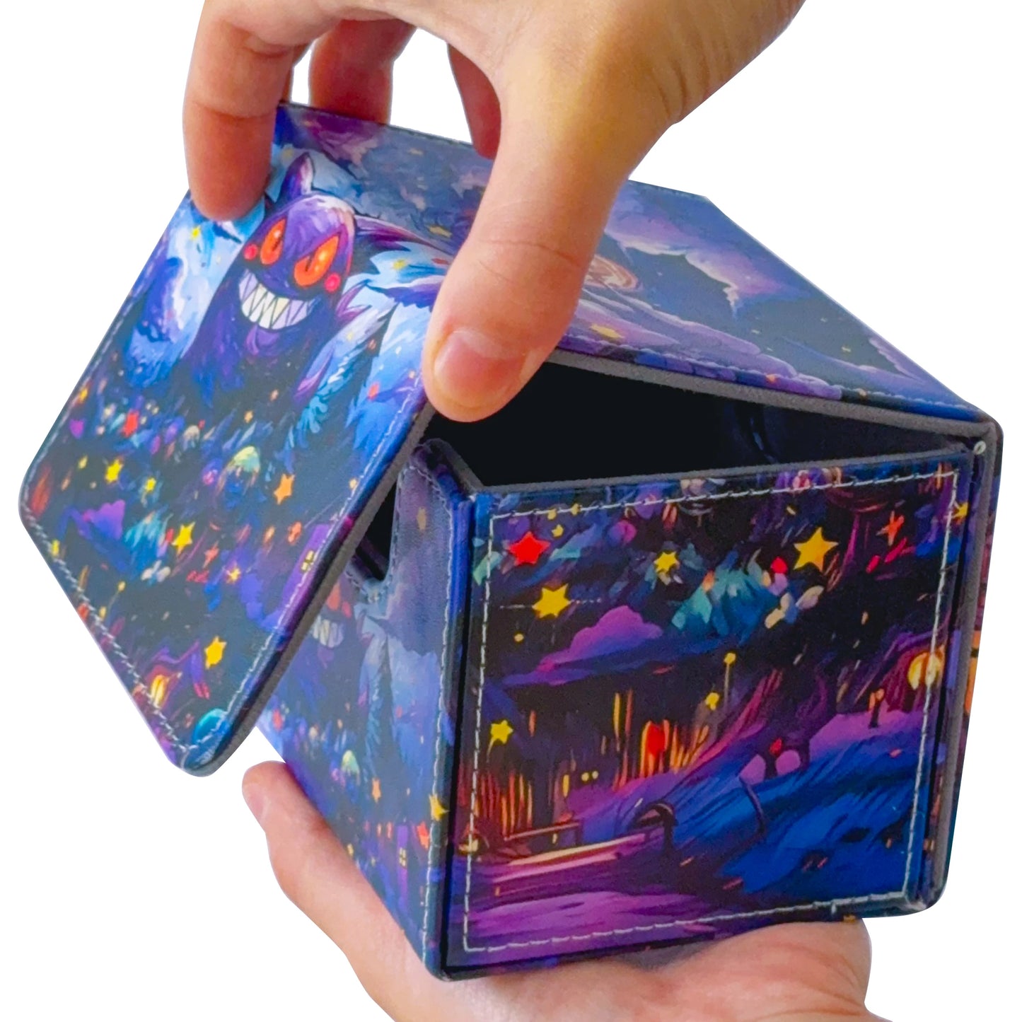 Gengar Themed PU Leather Deck Box – Holds 100+ Cards | MTG, Pokémon, Yu-Gi-Oh!