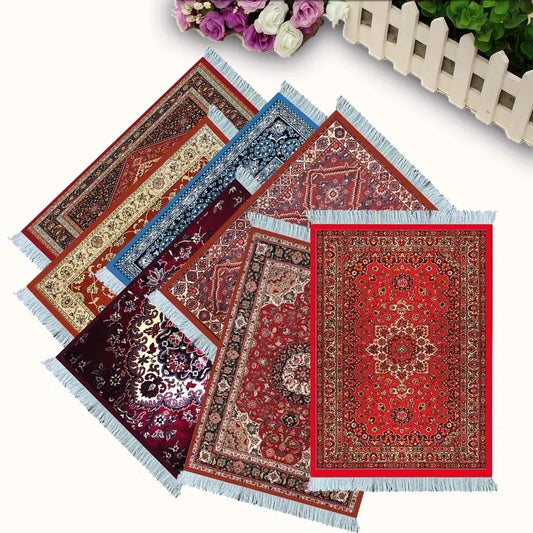 Woven Flower Persian Carpet Small Coaster Non-Slip Mouse Pad Desk Mat