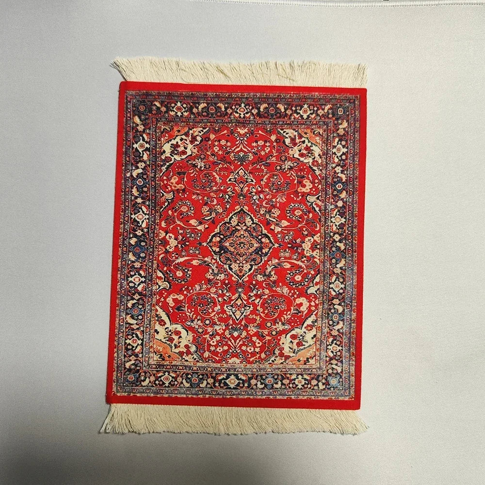 Woven Flower Persian Carpet Small Coaster Non-Slip Mouse Pad Desk Mat