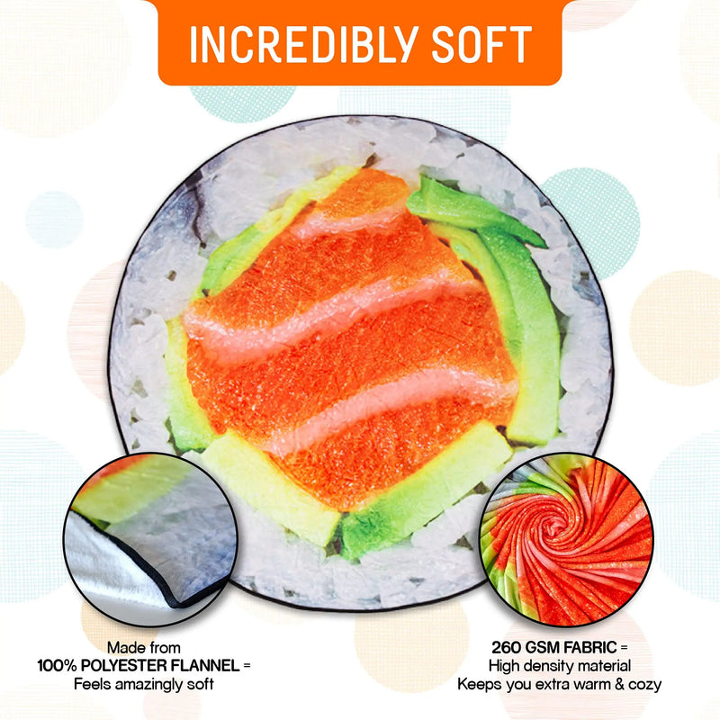 Realistic Sushi Blanket – Ultra-Soft Flannel Throw for Food Lovers & Cozy Nights
