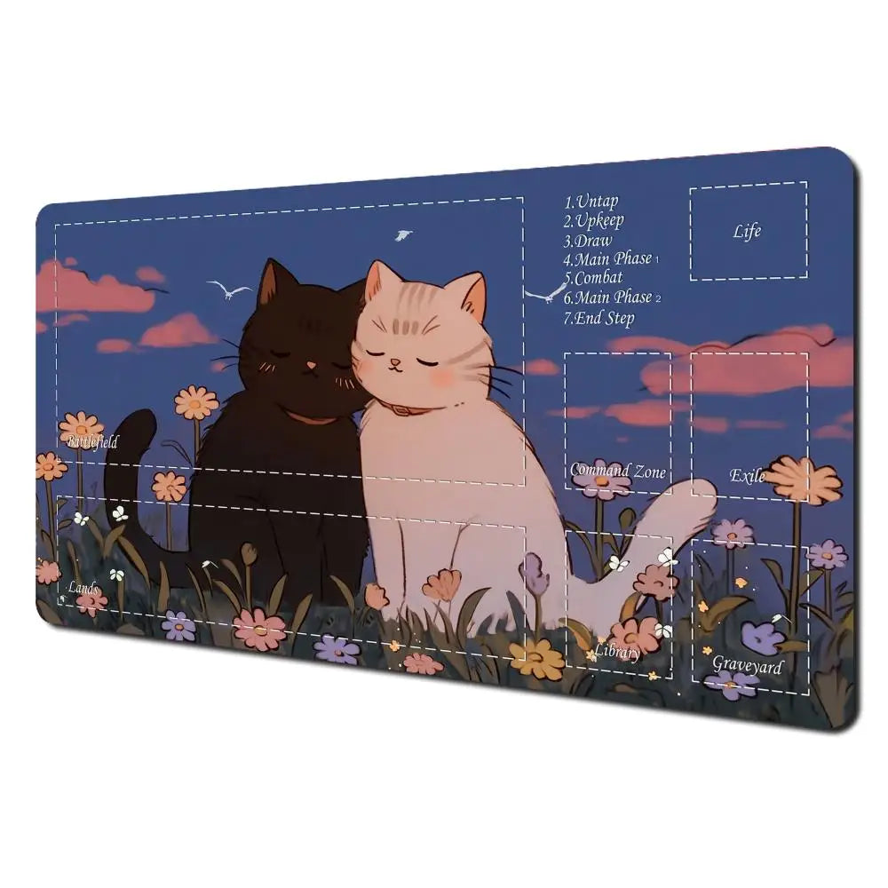 Cute Cat Kawaii Magic Playmat Gaming Mat for Card Battle 60x35cm