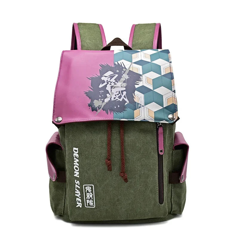 Demon Slayer Canvas Backpack Nezuko Tanjirou Zenitsu Giyuu Schoolbag Gift