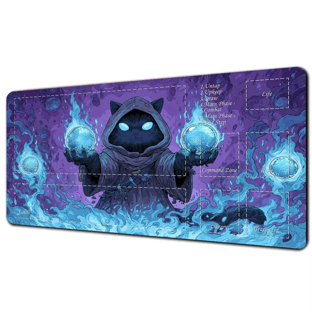 Magic Card Playmat Purple Cat Gaming Mat MTG TCG Commander Battle