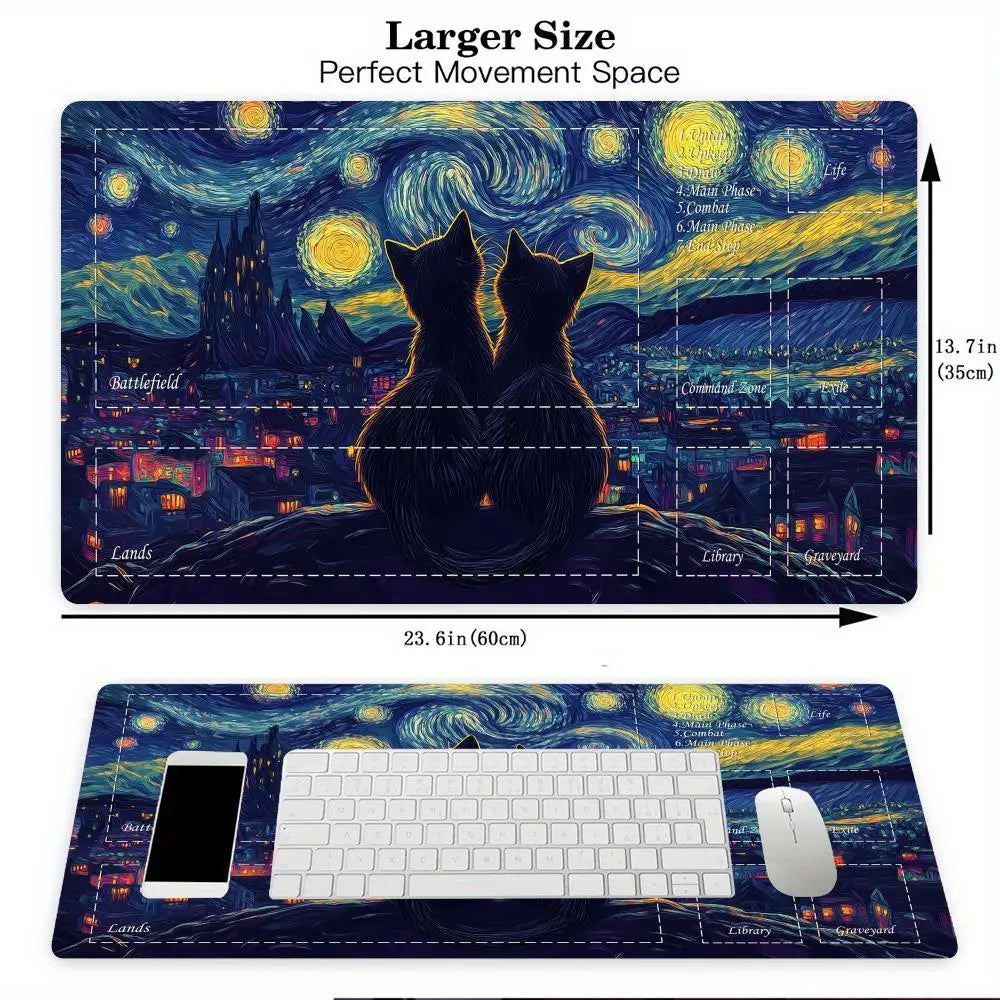 Magic Card Playmat Van Gogh Cat Anime TCG Gaming Mats Desk Mat