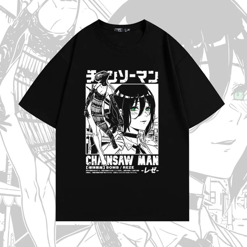 Chainsaw Man Reze T-Shirt – Bomb Devil Graphic Tee in Heather Gray (2025 Edition)