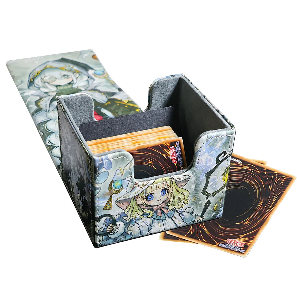 Chibi Mage PU Leather Card Deck Box – 100+ TCG Capacity | MTG, Pokémon, Yu-Gi-Oh!