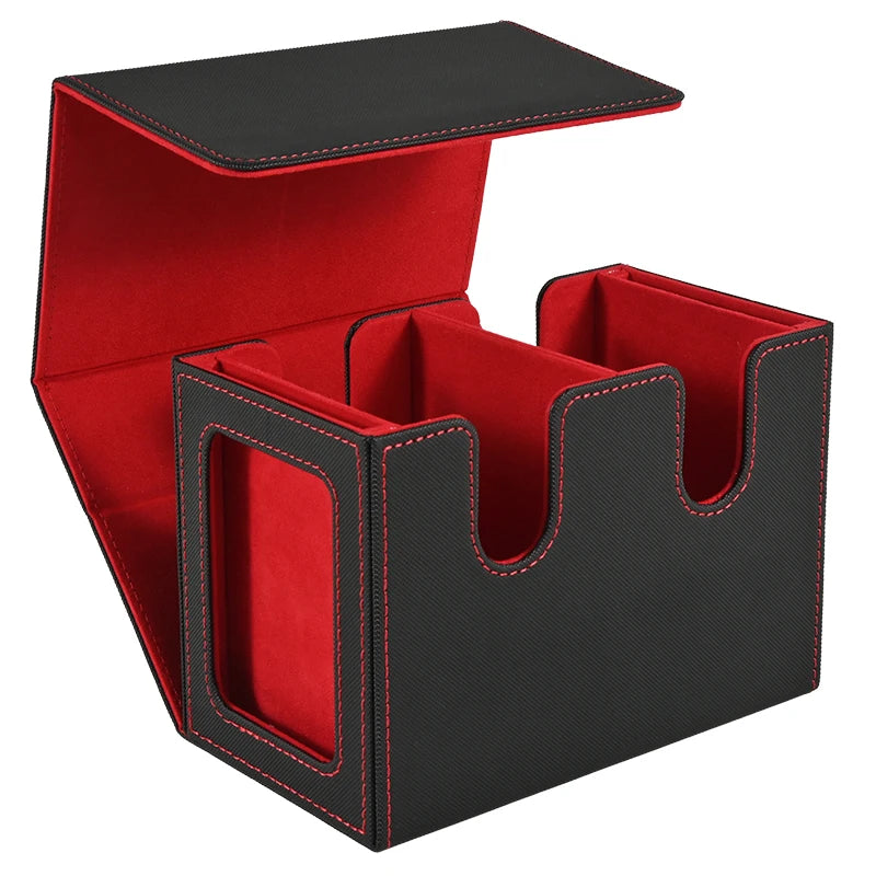 Dual-Commander MTG Magnetic Deck Box – 140+ Card Capacity w/ Twin Display Windows & Removable Trays