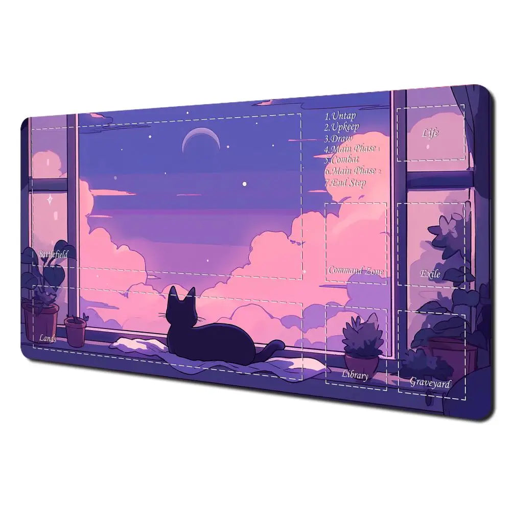 Cute Cat Kawaii Magic Playmat Gaming Mat for Card Battle 60x35cm