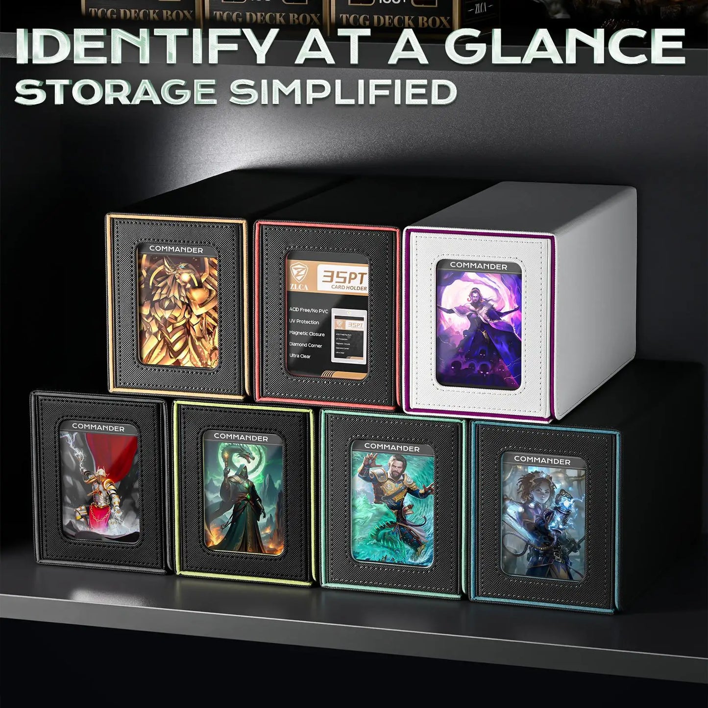 Card Deck Box Display Window Perfect Gift MTG Commander Holds 200 Cards