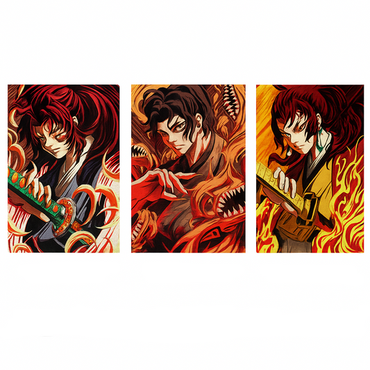 Rengoku 3D Motion Poster – Stylized Fire Hashira Lenticular Wall Art