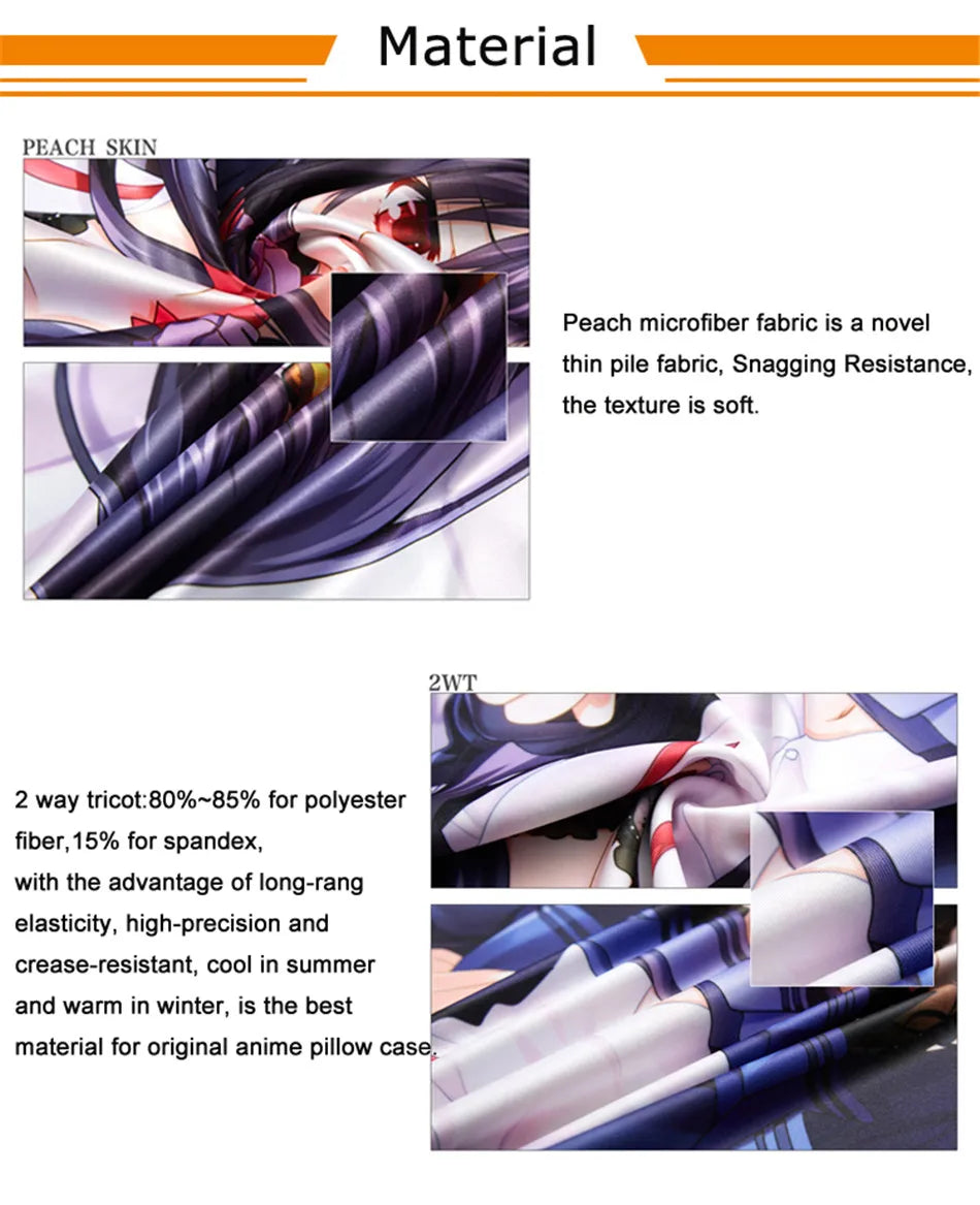 WAIFU Body Dakimakura Cover Hugging Fullbody Anime Pillowcase Double-Sided