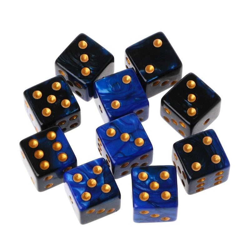 10pcs 15mm Multicolor Acrylic Cube Dice Set for Table Games Toy