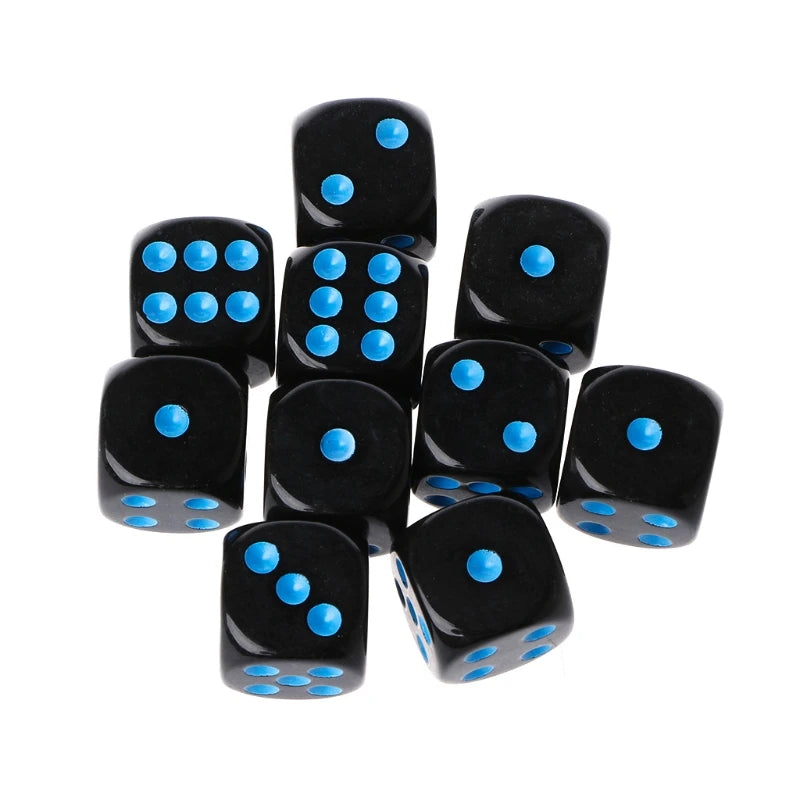 10pcs 15mm Multicolor Acrylic Cube Dice Set for Table Games Toy