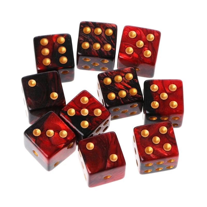 10pcs 15mm Multicolor Acrylic Cube Dice Set for Table Games Toy
