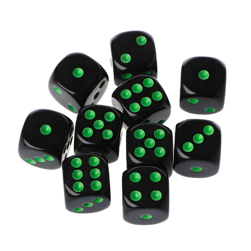 10pcs 15mm Multicolor Acrylic Cube Dice Set for Table Games Toy