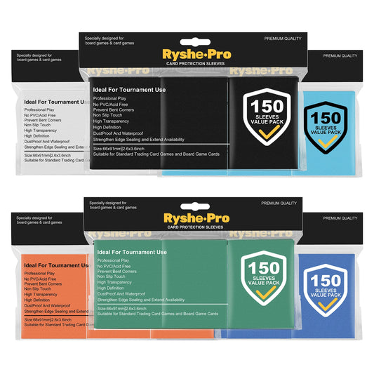 RyshePro Premium Card Sleeves – 66 × 91 mm (Standard / MTG-Pokémon Size) – 150 ct VALUE Pack – Tournament Matte Finish