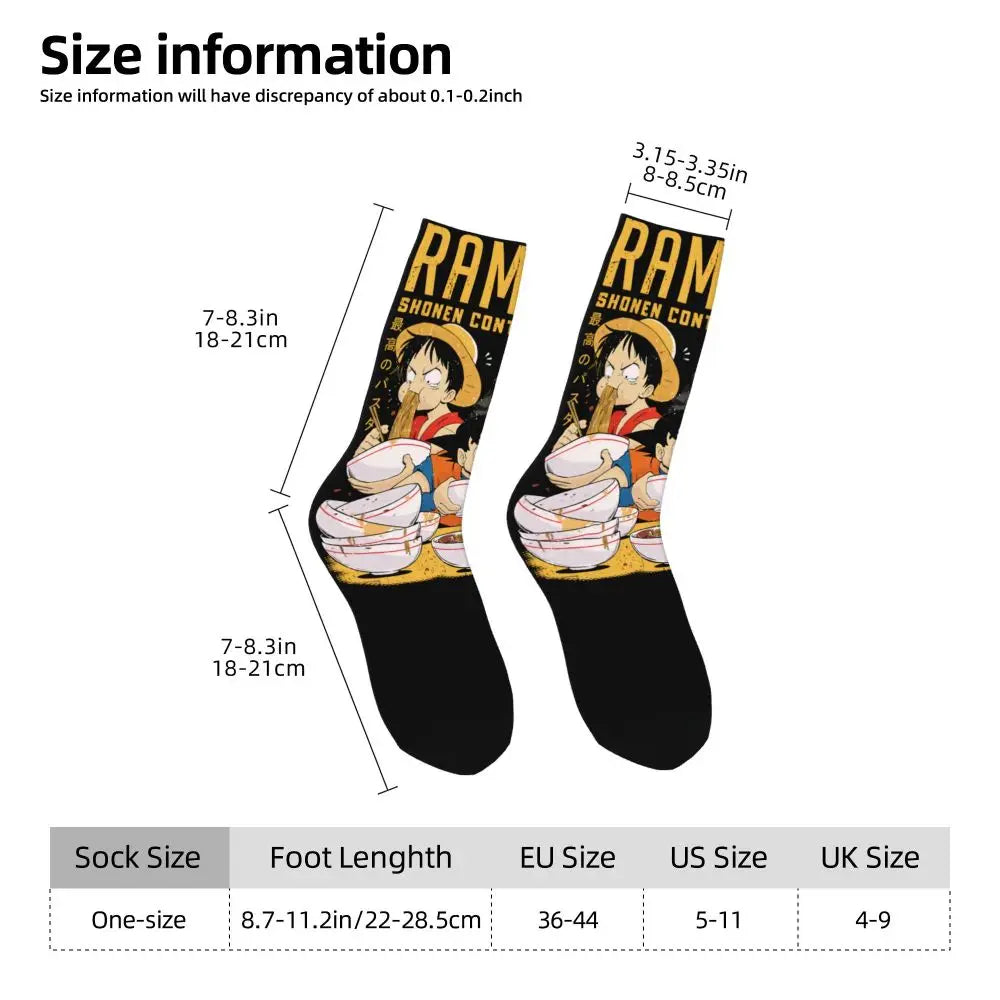 Anime Men's Socks Harajuku Luffy Zoro Trafalgar Law Unisex Crew Socks