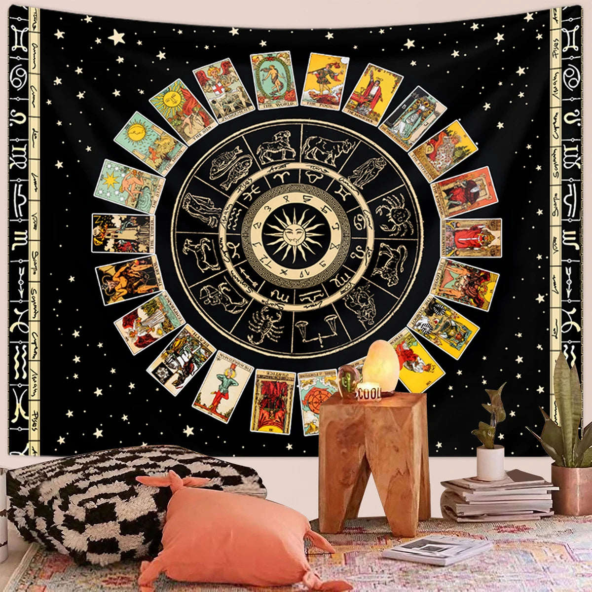 **** 1pc Tarot Card Tapestry Twelve Constellations Sun Moon Starry Sky