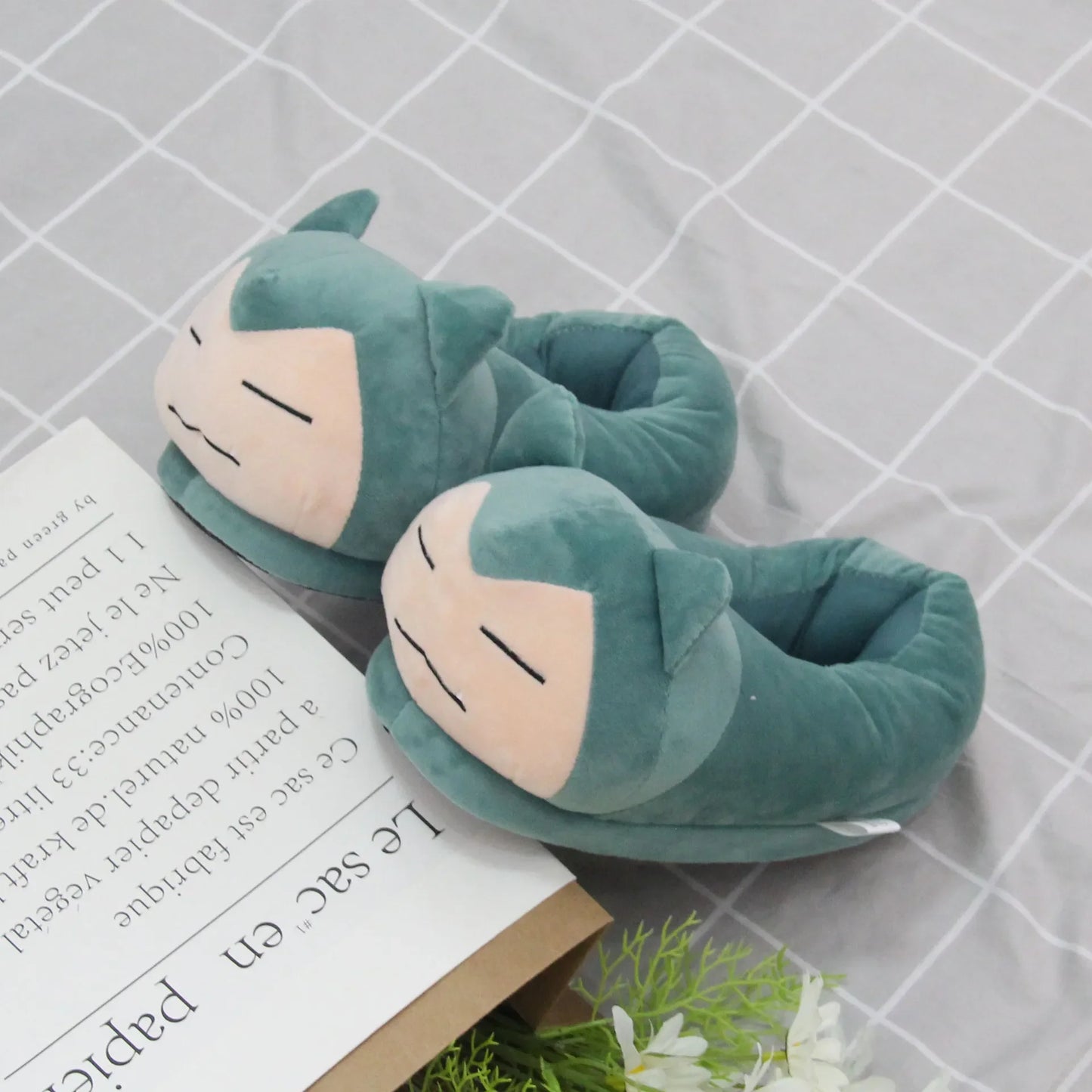 Pokemon Snorlax Plush Slippers Winter Warm Cotton Shoes Couple Gift