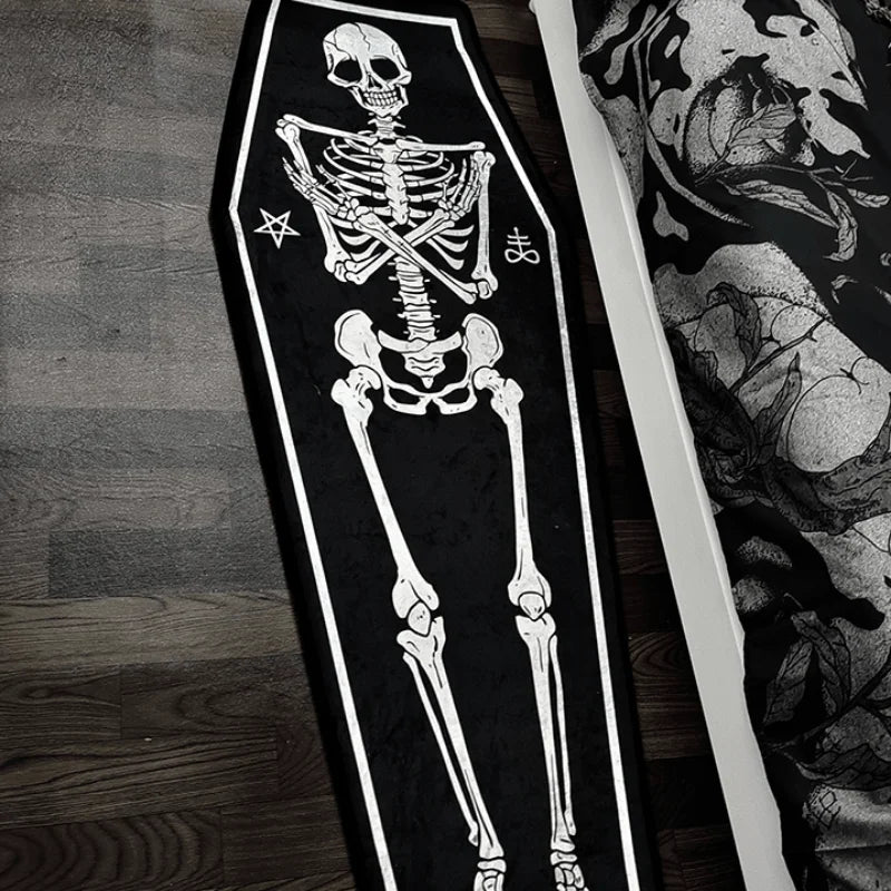 **** VIKAMA Gothic Skull Coffin Carpet Bedside Rug Halloween Home Decor
