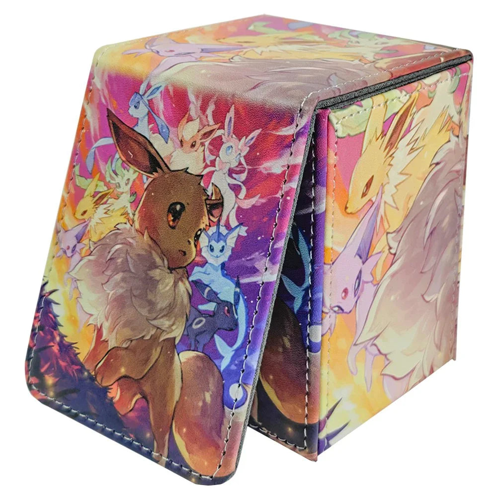 Premium Imitation Leather Pokemon Card Box Holds 100+ TCG Cards