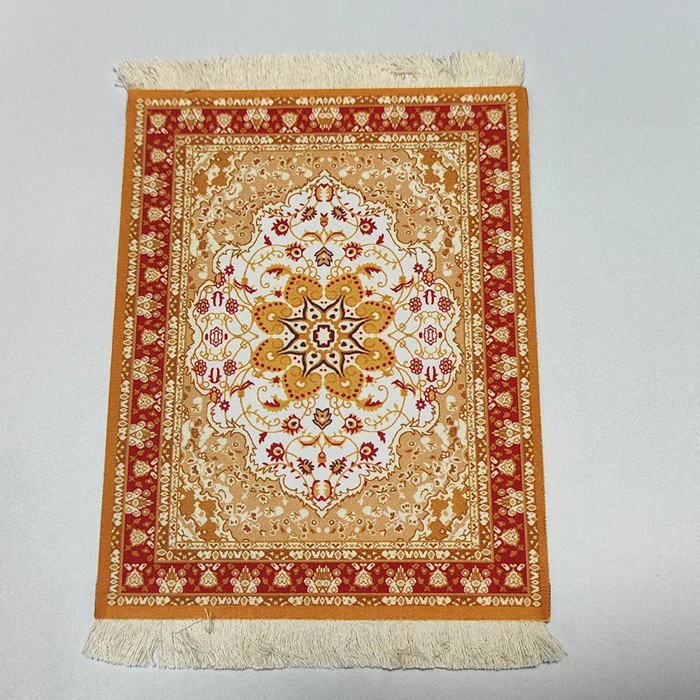 Woven Flower Persian Carpet Small Coaster Non-Slip Mouse Pad Desk Mat