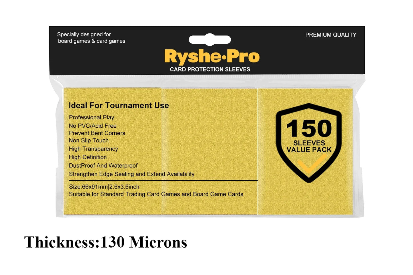 RyshePro Premium Card Sleeves – 66 × 91 mm (Standard / MTG-Pokémon Size) – 150 ct VALUE Pack – Tournament Matte Finish