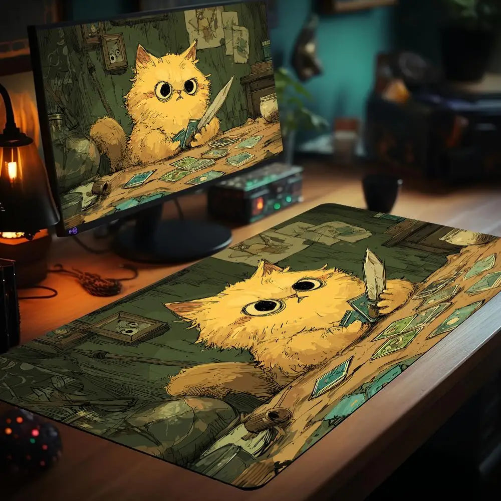 **** Cartoon-Style Cat Magic Playmat Gaming Mat 60x35cm TCG Desk Mat