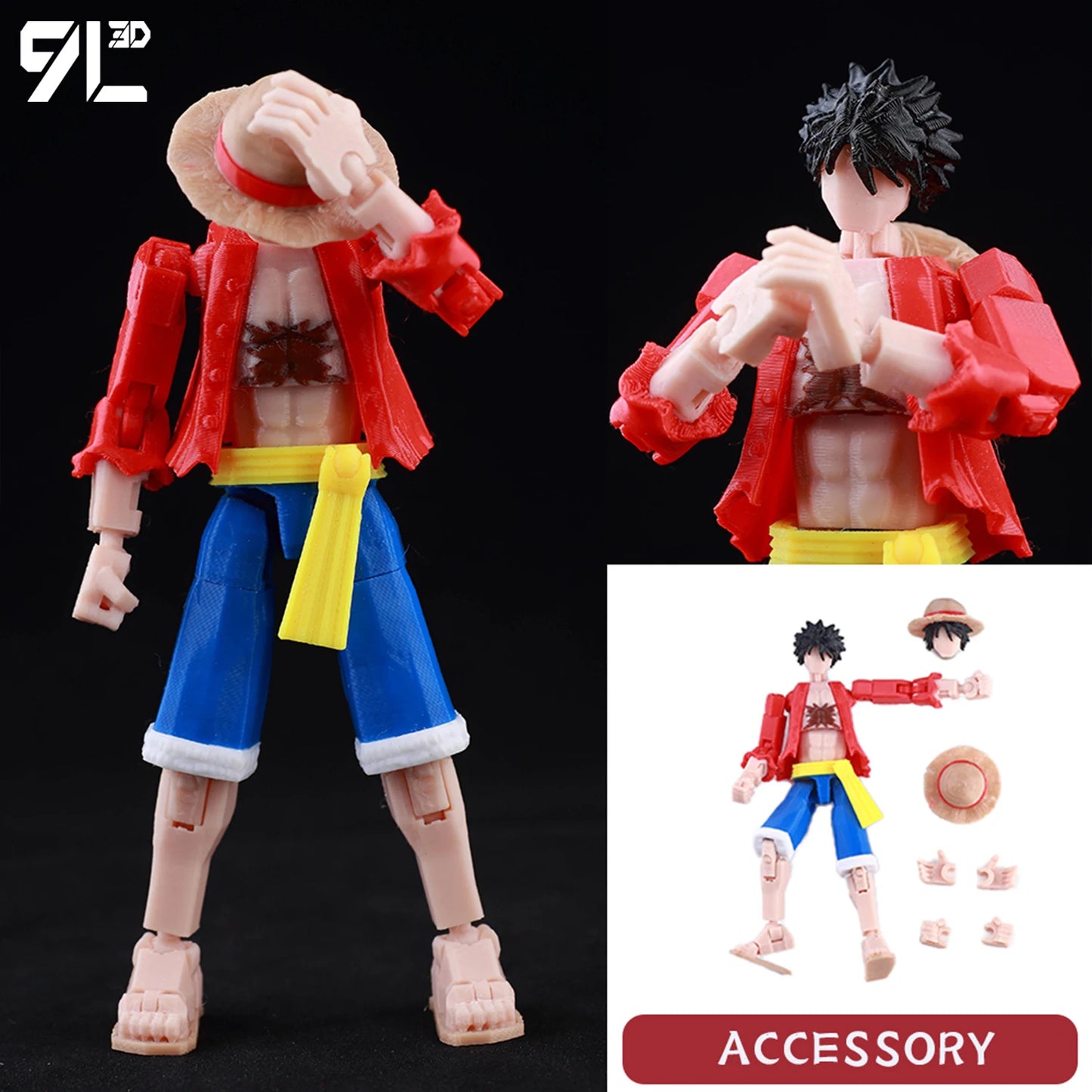 9L3D “Lucky Dummy 13” Monkey D. Luffy Figure – 5.5-Inch (14cm) One Piece Action Model