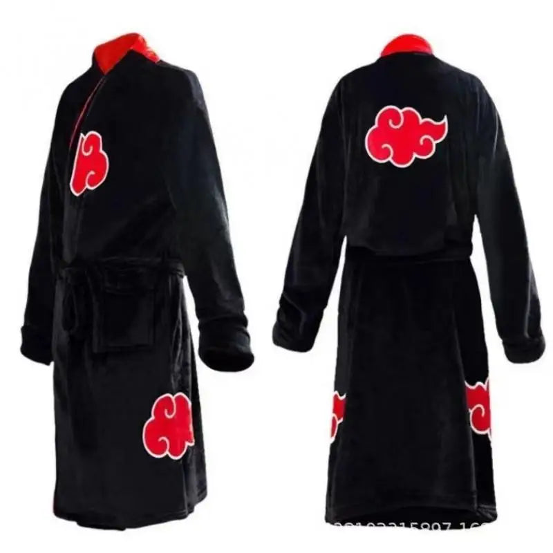 Naruto Akatsuki Itachi Robe Flannel Thermal Nightgown Cosplay Costume
